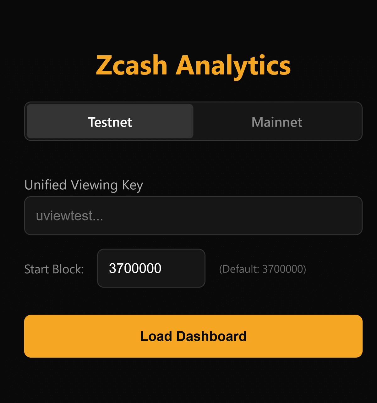 Zcash Shielded Viewer Landing Page